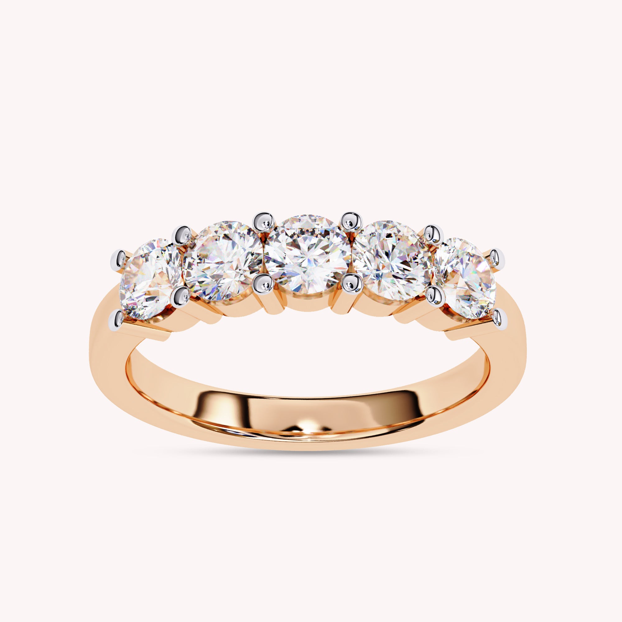Lab Grown Diamond 5 Stone Wedding Band Rings for Women
