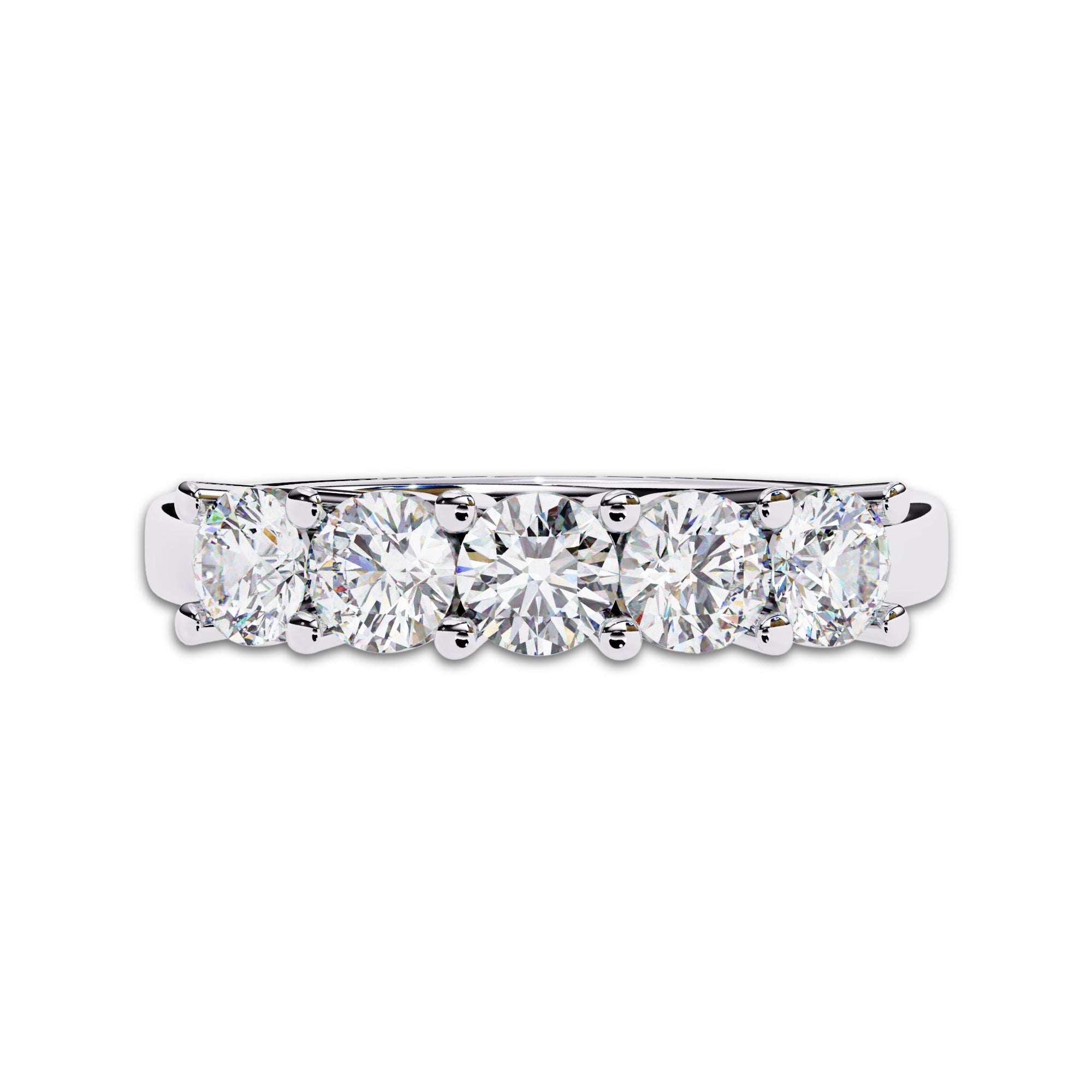 Lab Grown Diamond 5 Stone Wedding Band Rings for Women