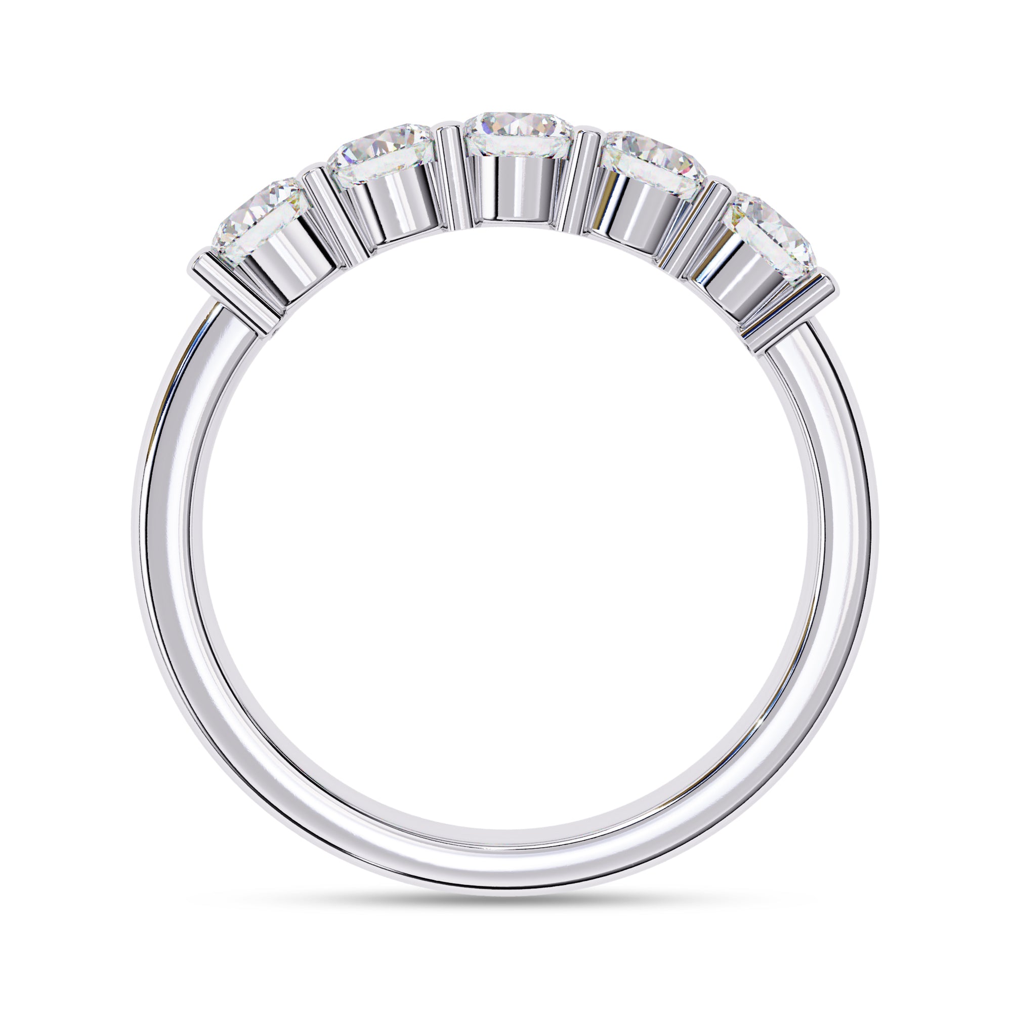 Lab Grown Diamond 5 Stone Wedding Band Rings for Women