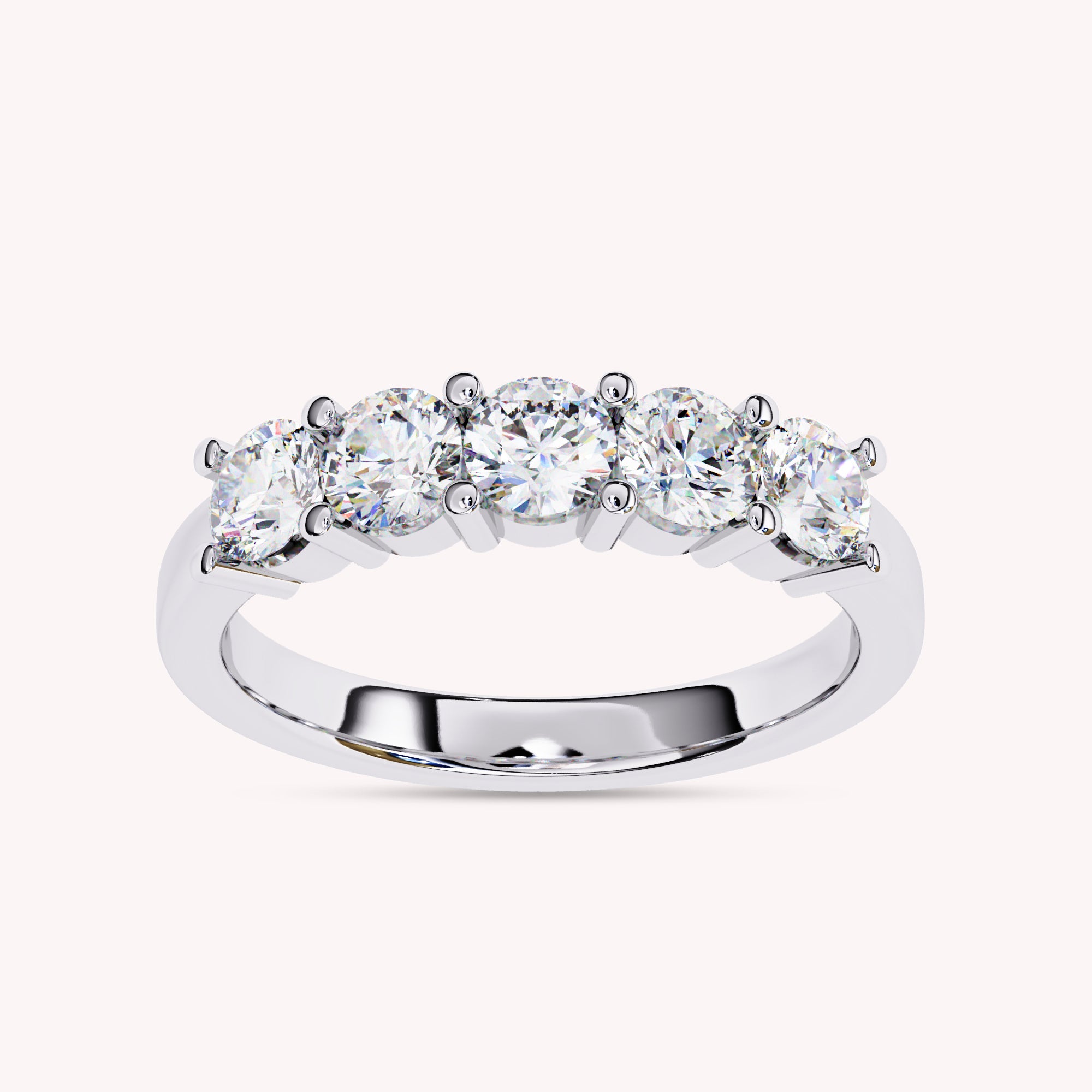 Lab Grown Diamond 5 Stone Wedding Band Rings for Women