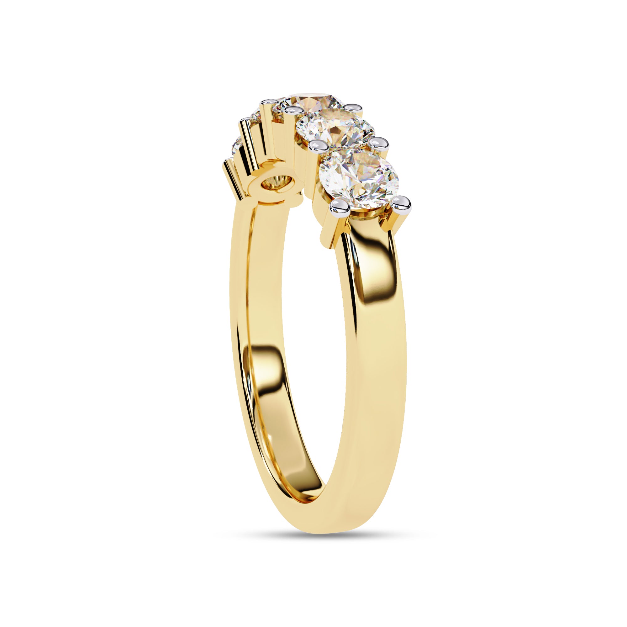 Lab Grown Diamond 5 Stone Wedding Band Rings for Women