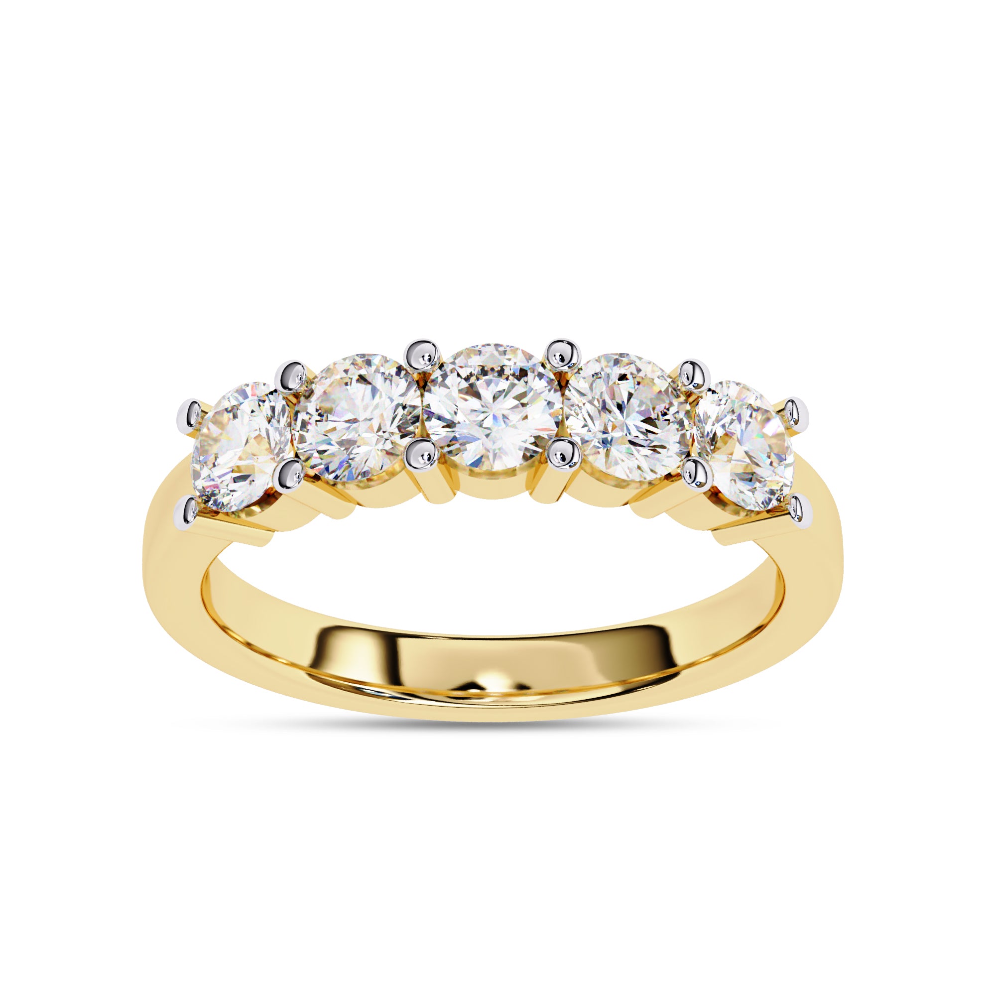 Lab Grown Diamond 5 Stone Wedding Band Rings for Women