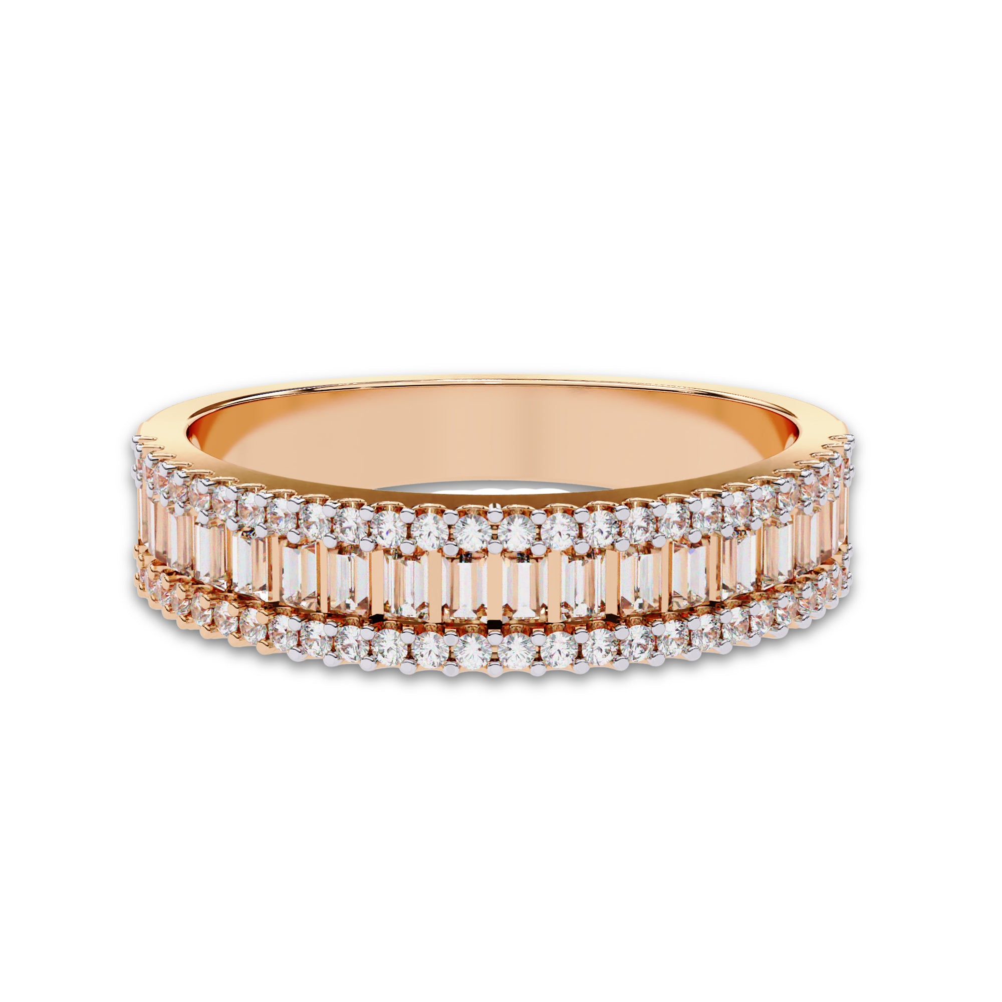 Baguette and Round Cut Lab Grown Diamond Anniversary Ring