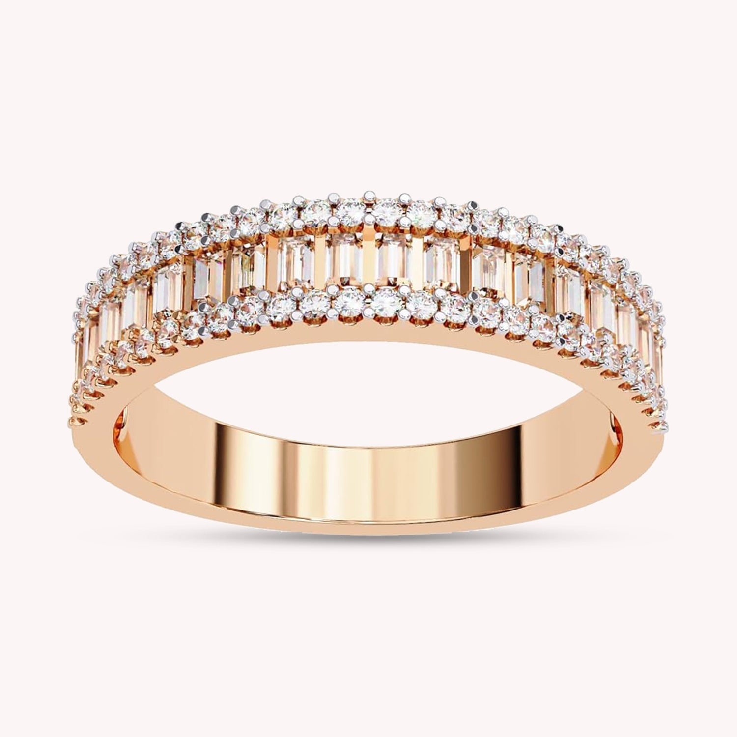 Baguette and Round Cut Lab Grown Diamond Anniversary Ring
