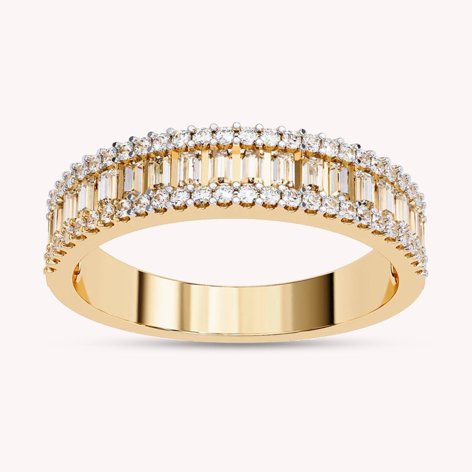 Baguette and Round Cut Lab Grown Diamond Anniversary Ring