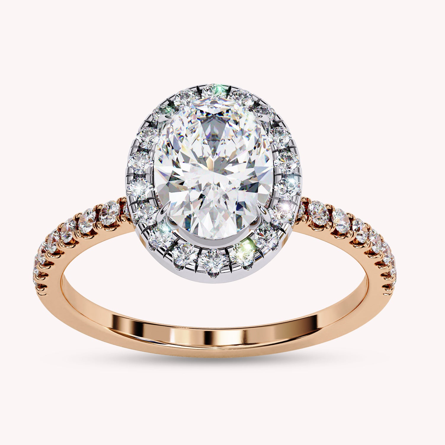 Oval Cut Solitaire Halo Lab Grown Diamond Ring