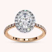 Oval Cut Solitaire Halo Lab Grown Diamond Ring