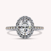 Oval Cut Solitaire Halo Lab Grown Diamond Ring