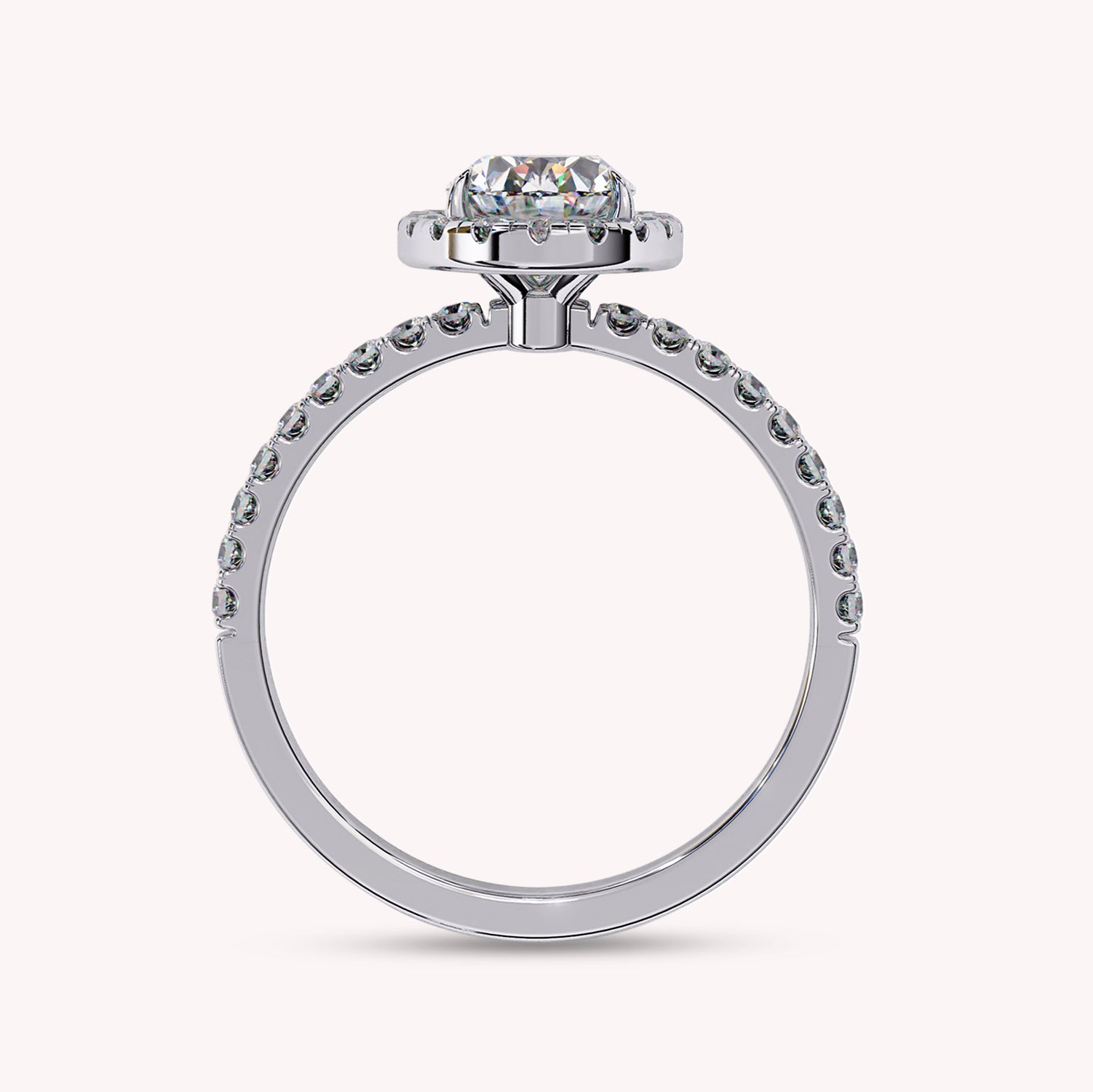 Oval Cut Solitaire Halo Lab Grown Diamond Ring