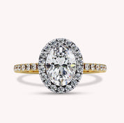 Oval Cut Solitaire Halo Lab Grown Diamond Ring