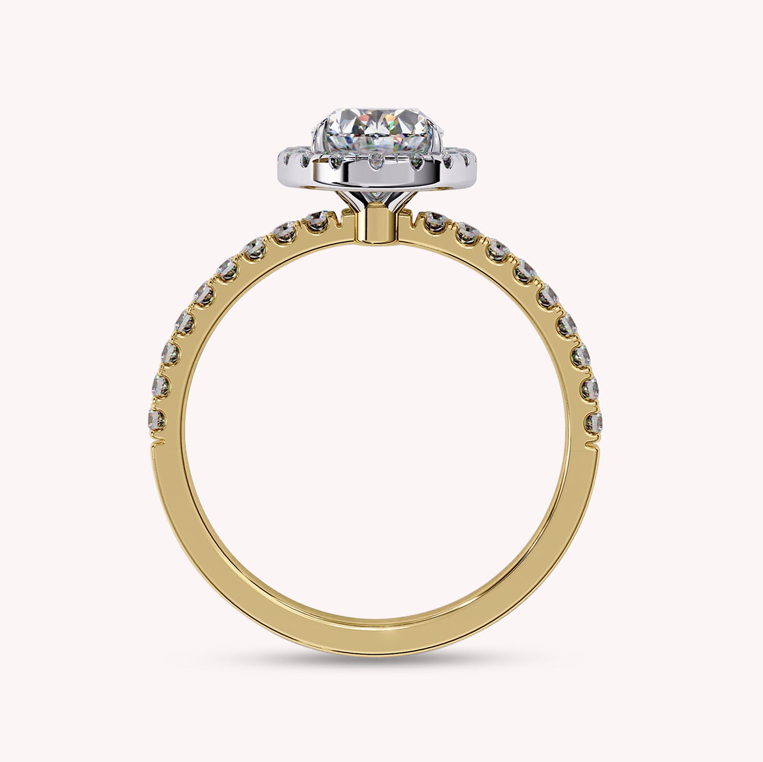 Oval Cut Solitaire Halo Lab Grown Diamond Ring