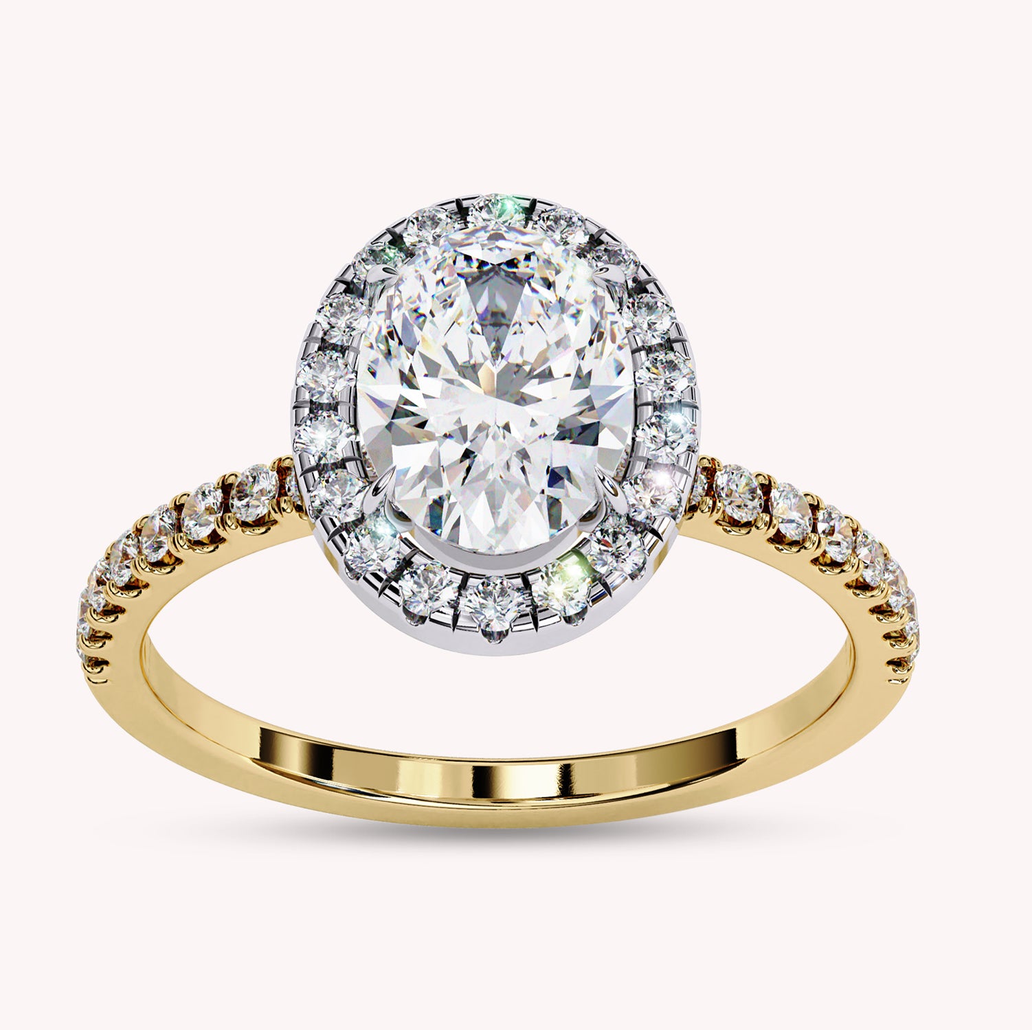 Oval Cut Solitaire Halo Lab Grown Diamond Ring