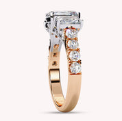 Three Stone Radiant Cut Lab Grown Diamond Engagement Ring