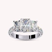 Three Stone Radiant Cut Lab Grown Diamond Engagement Ring