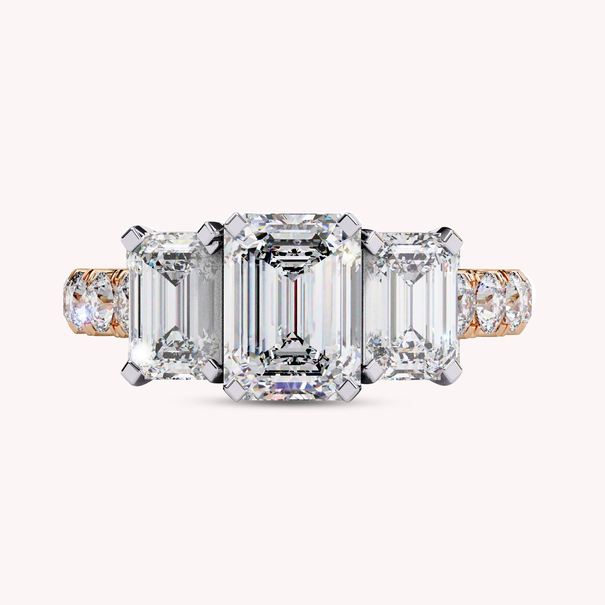 Three Stone Emerald Cut Lab Grown Diamond Ring