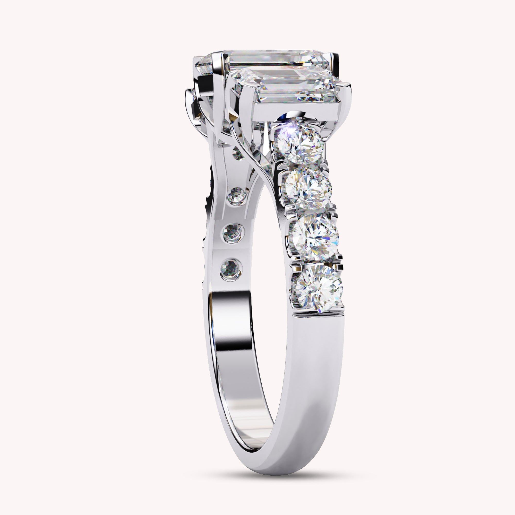 Three Stone Emerald Cut Lab Grown Diamond Ring