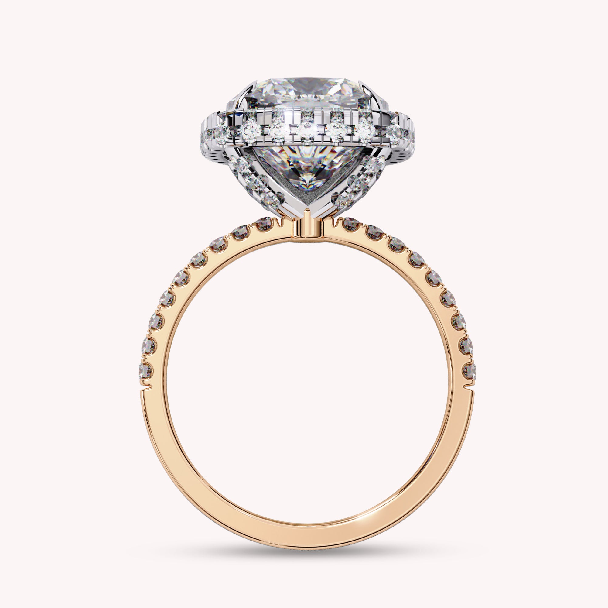 Cushion Cut Solitaire Halo Lab Grown Diamond Engagement Ring