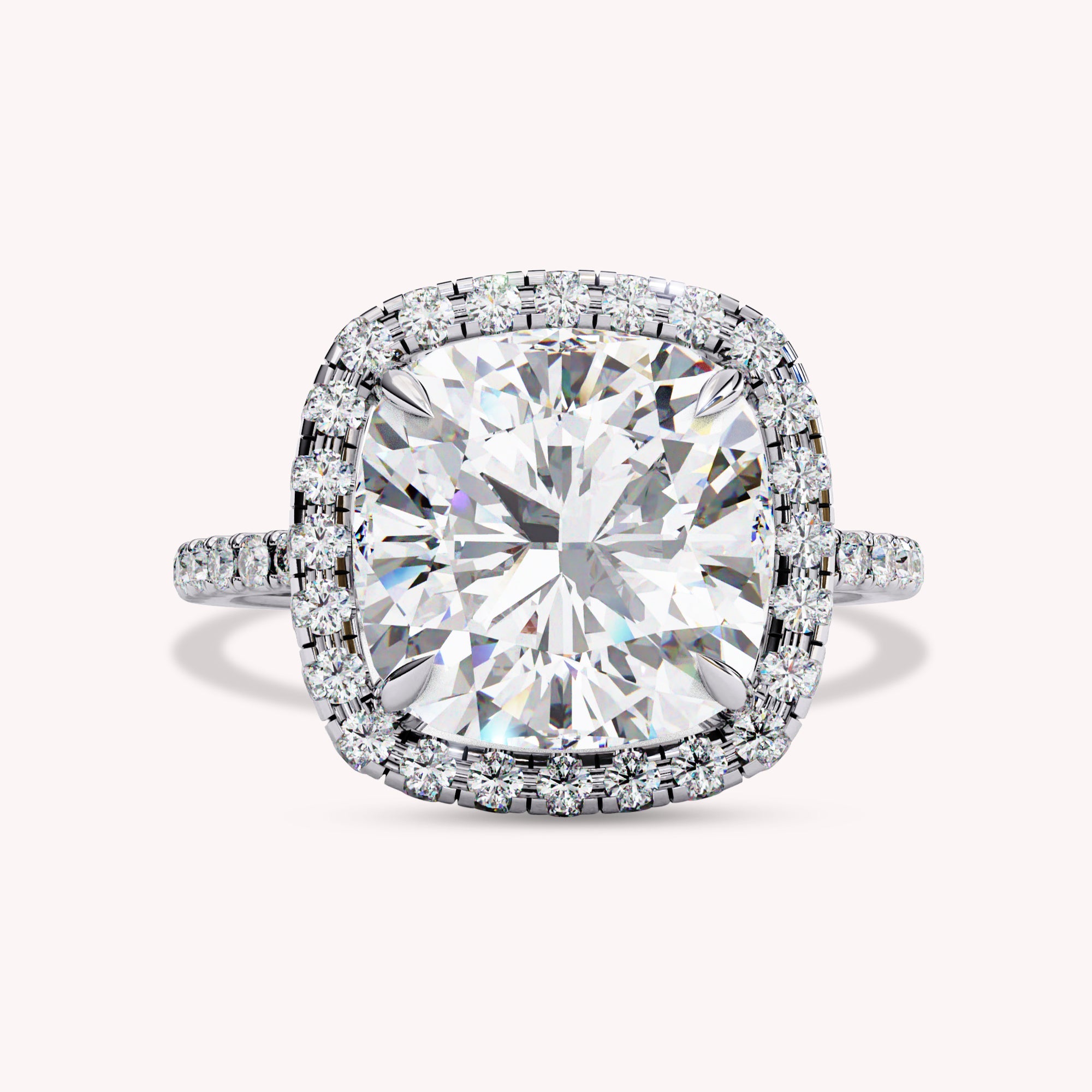 Cushion Cut Solitaire Halo Lab Grown Diamond Engagement Ring