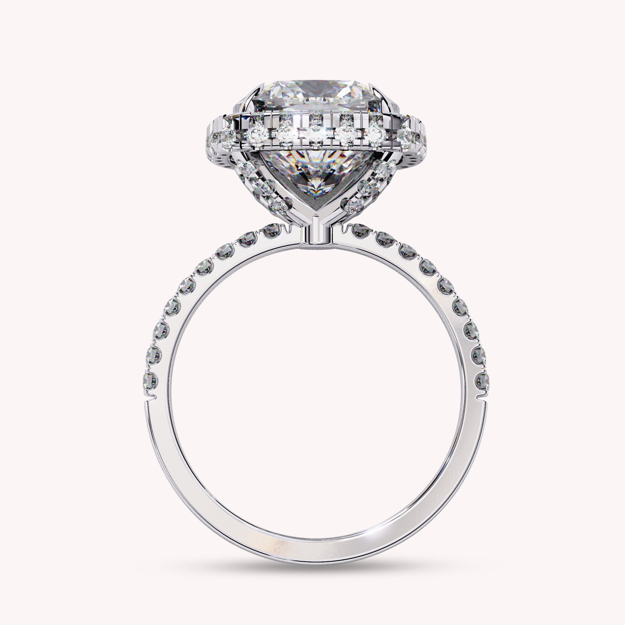 Cushion Cut Solitaire Halo Lab Grown Diamond Engagement Ring