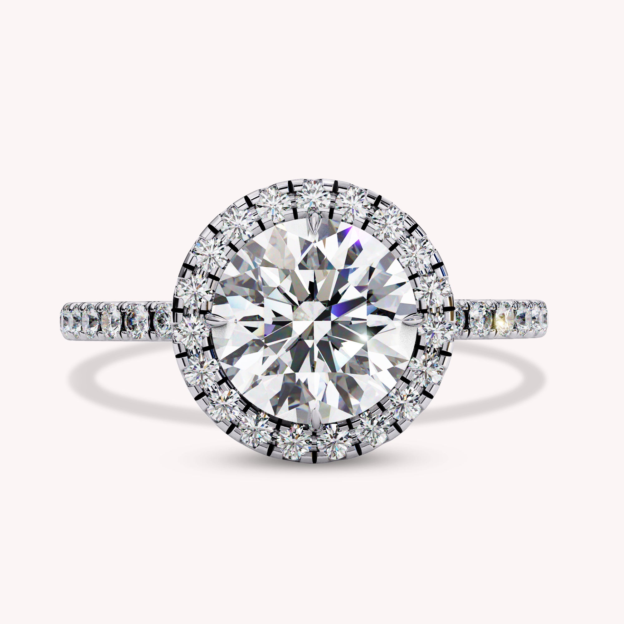 Halo Hidden Solitaire Round Lab Grown Diamond Ring