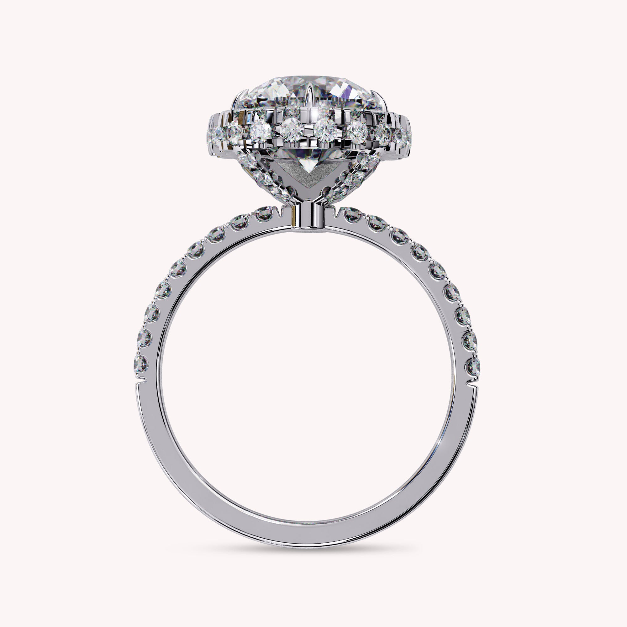 Halo Hidden Solitaire Round Lab Grown Diamond Ring