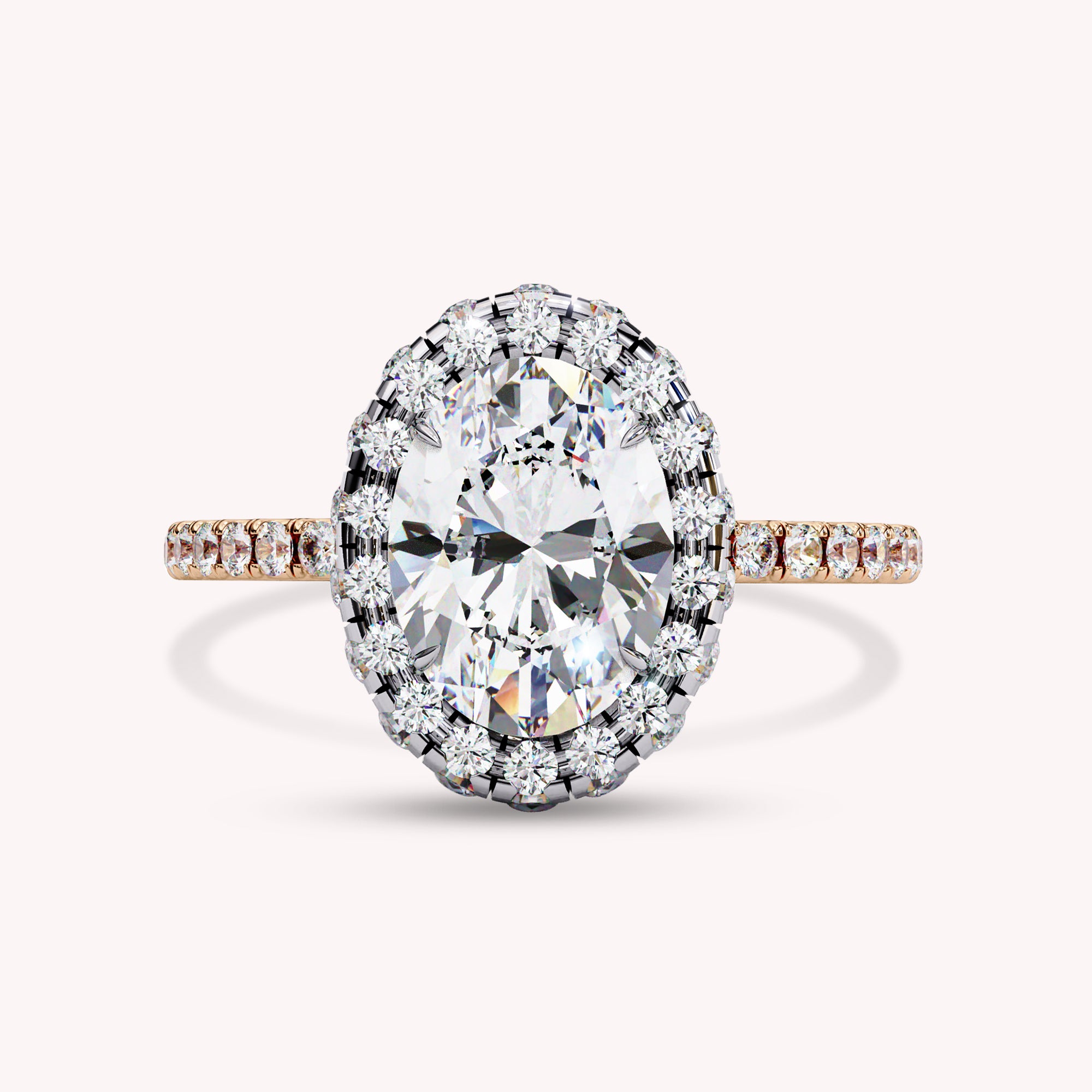 Oval Cut Halo Solitaire Lab Grown Diamond Promise Ring