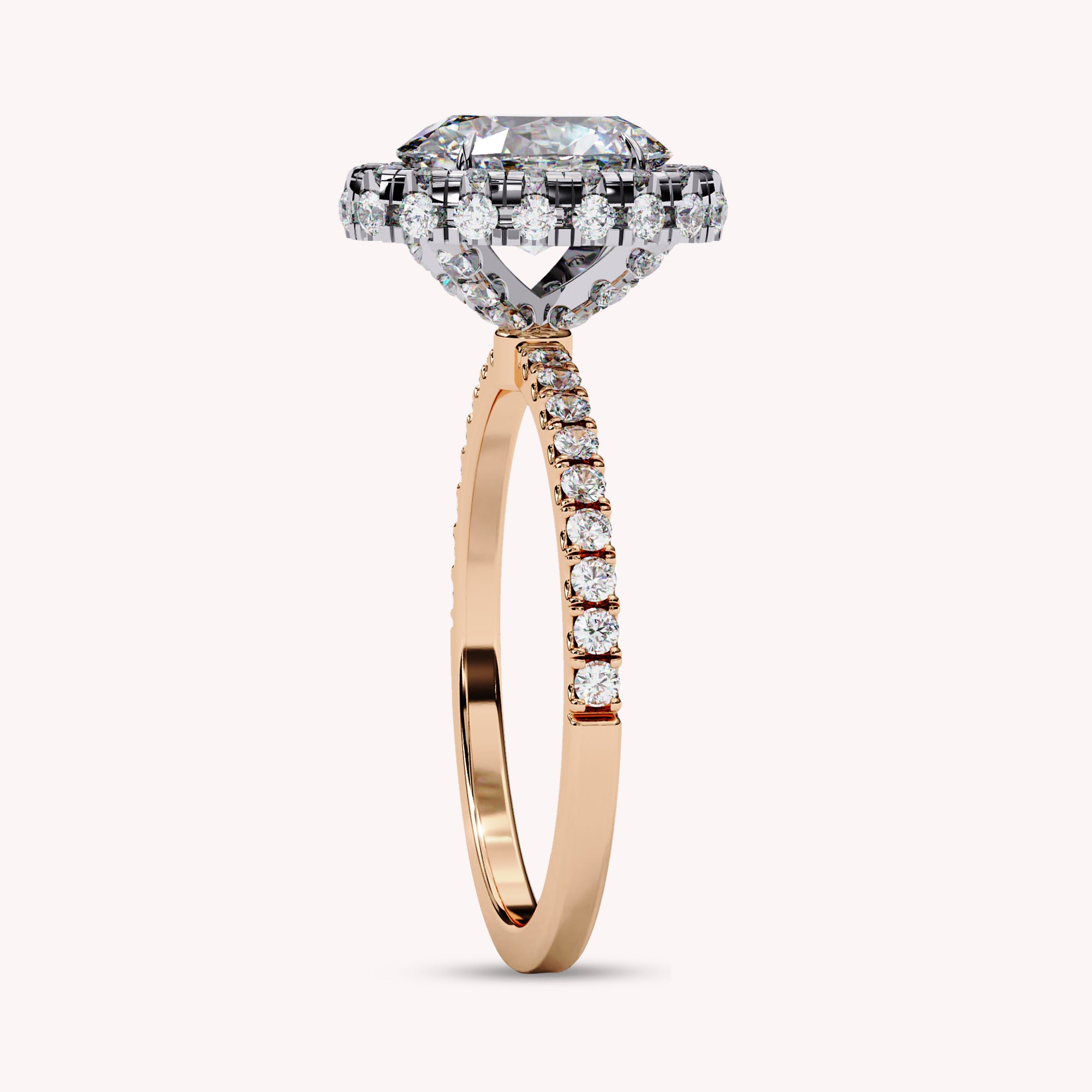 Oval Cut Halo Solitaire Lab Grown Diamond Promise Ring