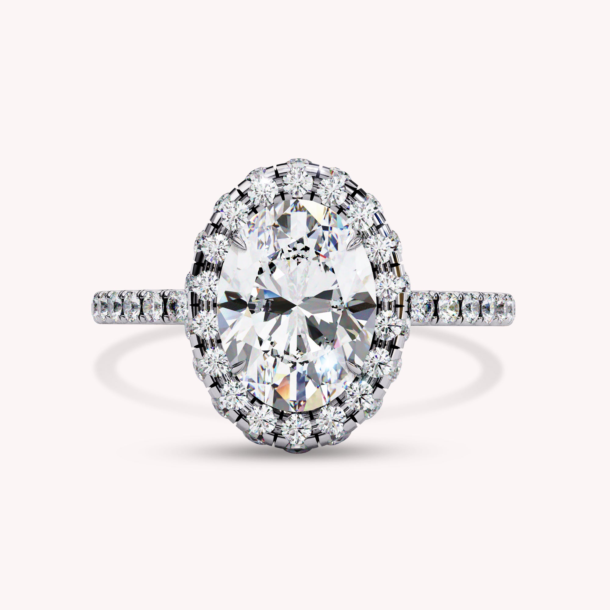 Oval Cut Halo Solitaire Lab Grown Diamond Promise Ring