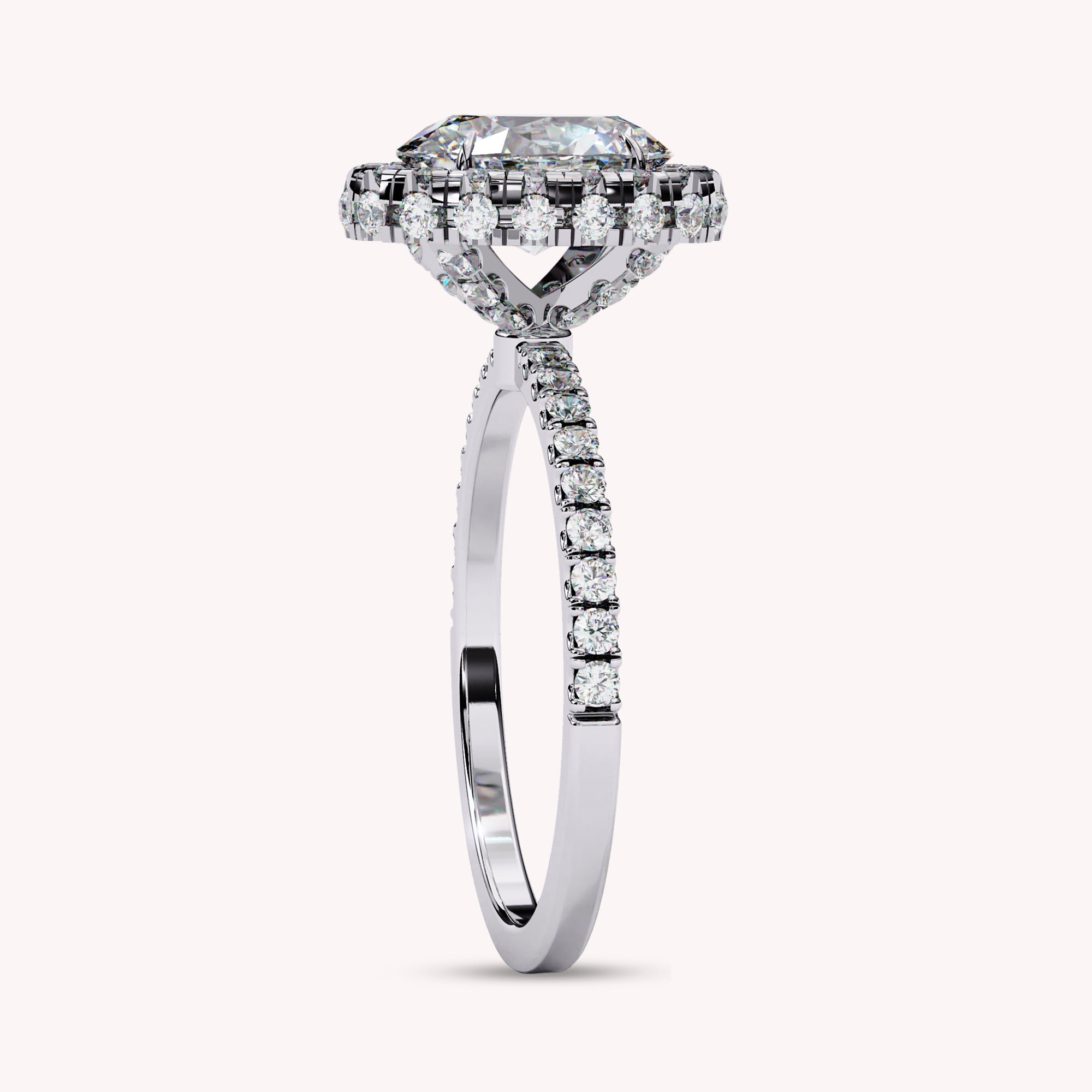 Oval Cut Halo Solitaire Lab Grown Diamond Promise Ring