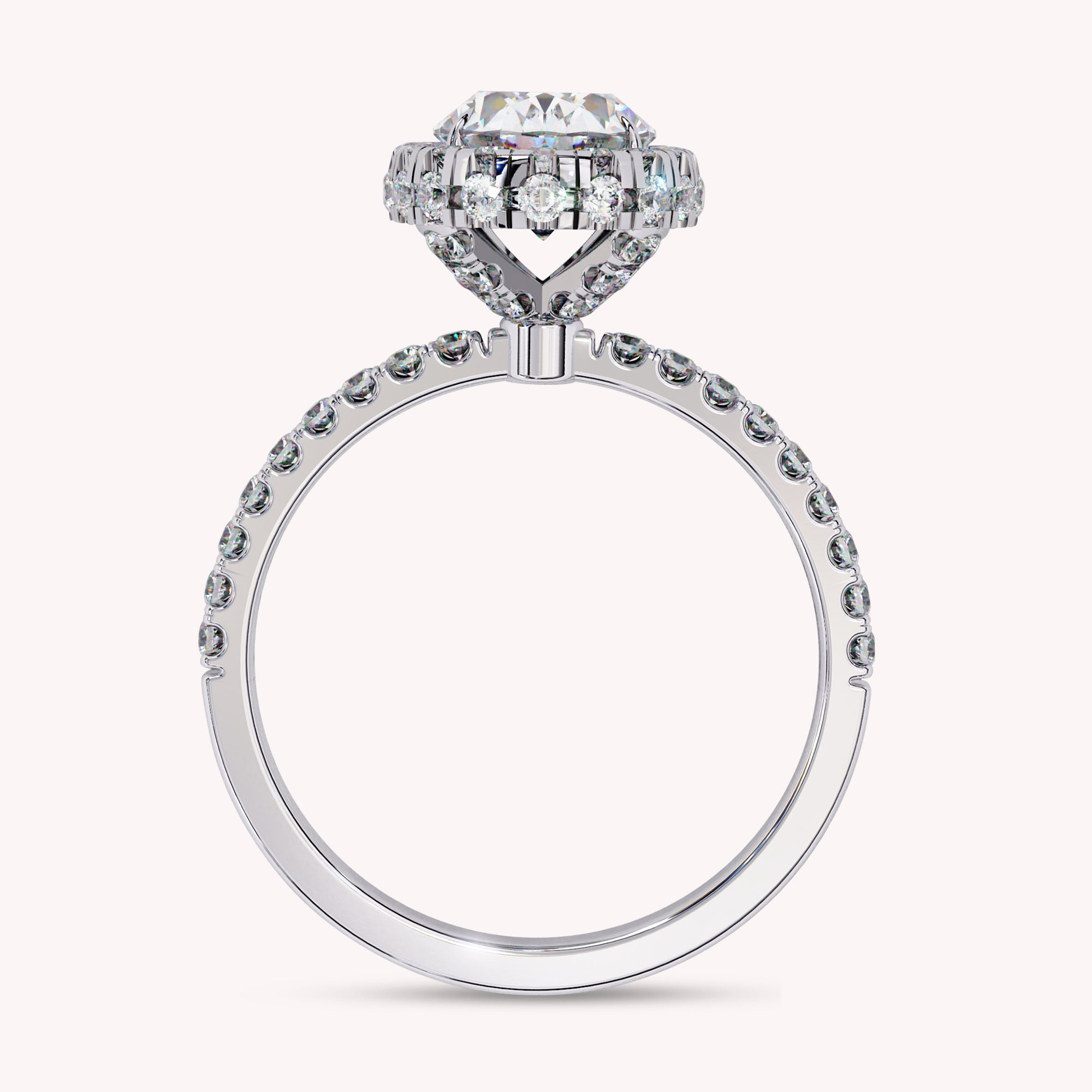 Oval Cut Halo Solitaire Lab Grown Diamond Promise Ring