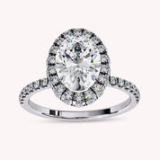 Oval Cut Halo Solitaire Lab Grown Diamond Promise Ring