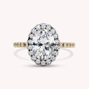 Oval Cut Halo Solitaire Lab Grown Diamond Promise Ring