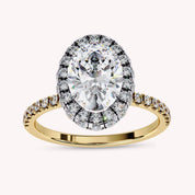 Oval Cut Halo Solitaire Lab Grown Diamond Promise Ring