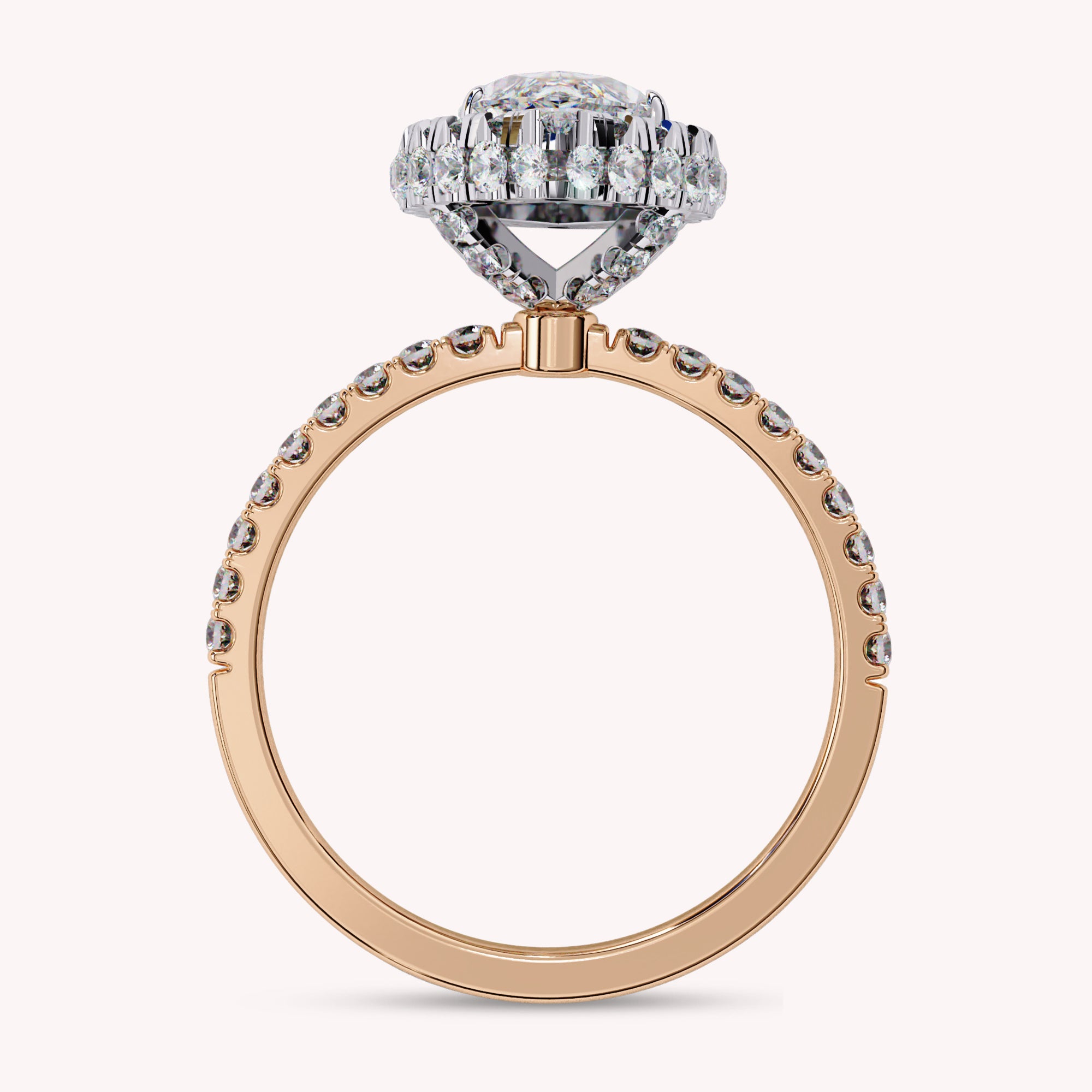 Marquise Cut Halo Solitaire Lab Grown Diamond Engagement Ring