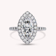 Marquise Cut Halo Solitaire Lab Grown Diamond Engagement Ring