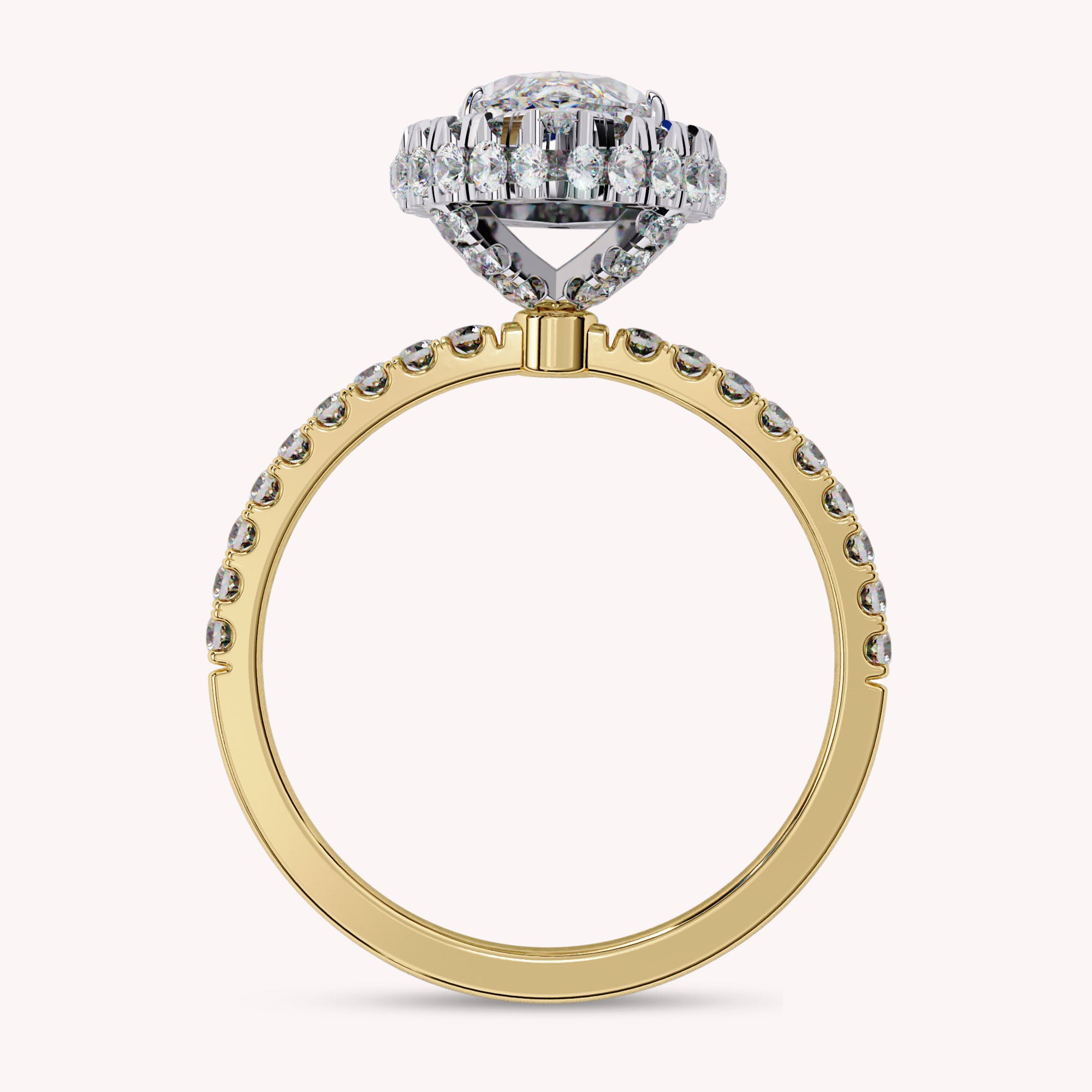 Marquise Cut Halo Solitaire Lab Grown Diamond Engagement Ring