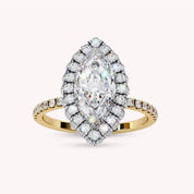 Marquise Cut Halo Solitaire Lab Grown Diamond Engagement Ring