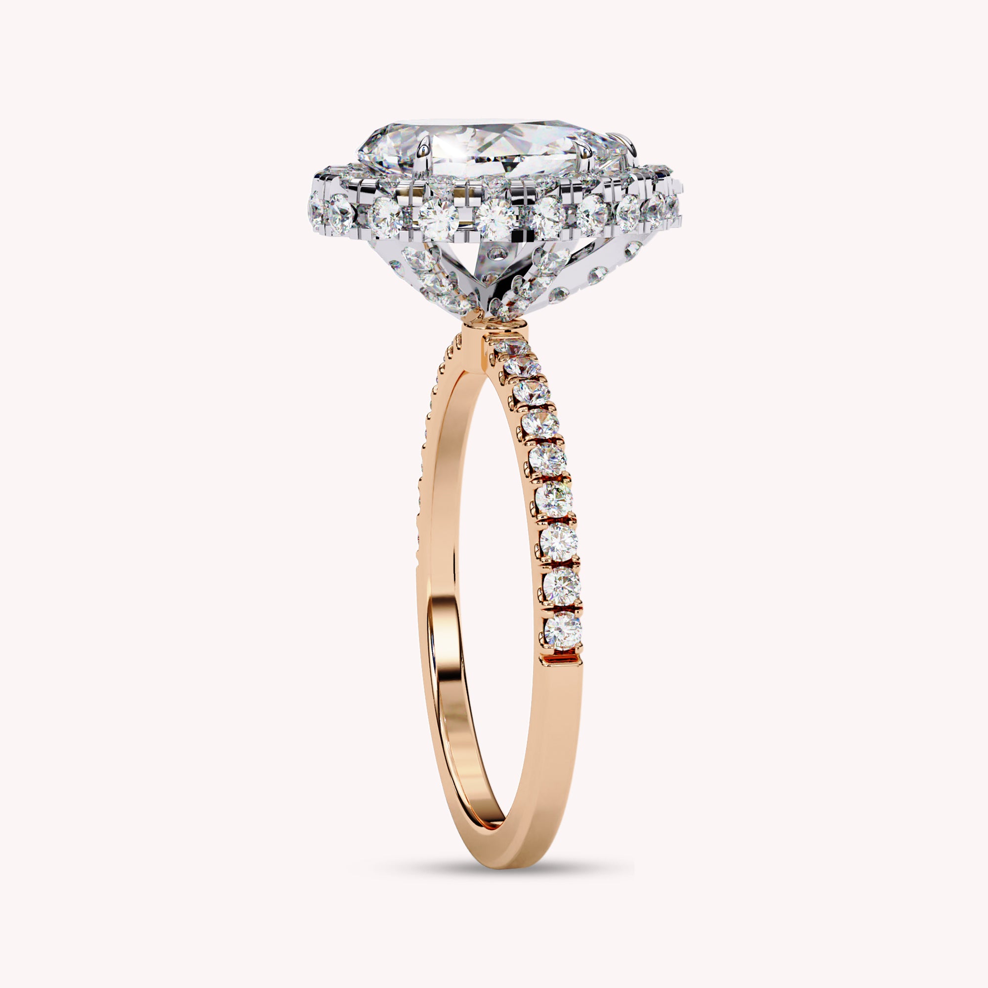 Teardrop Halo Solitaire Lab Grown Diamond Engagement Ring