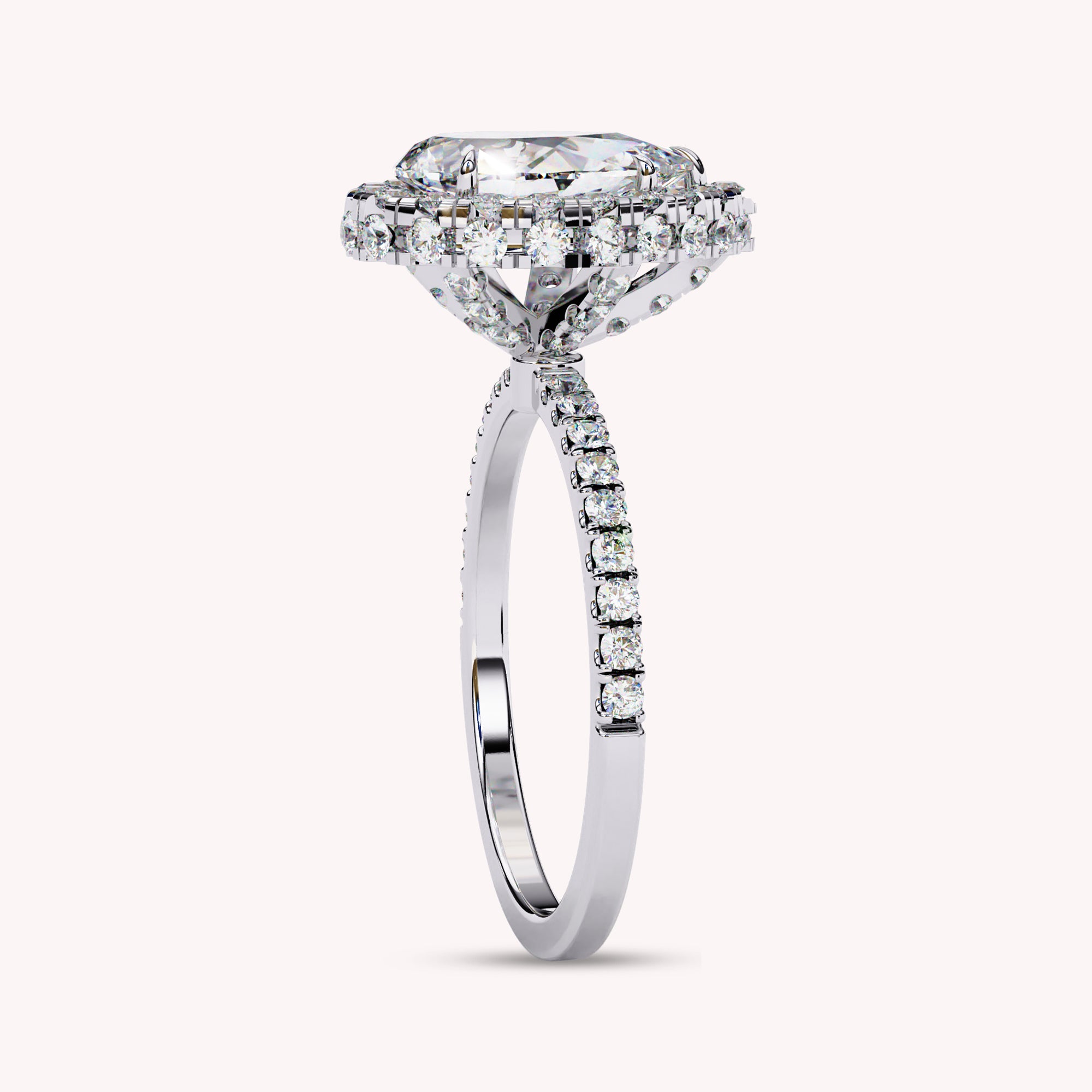 Teardrop Halo Solitaire Lab Grown Diamond Engagement Ring