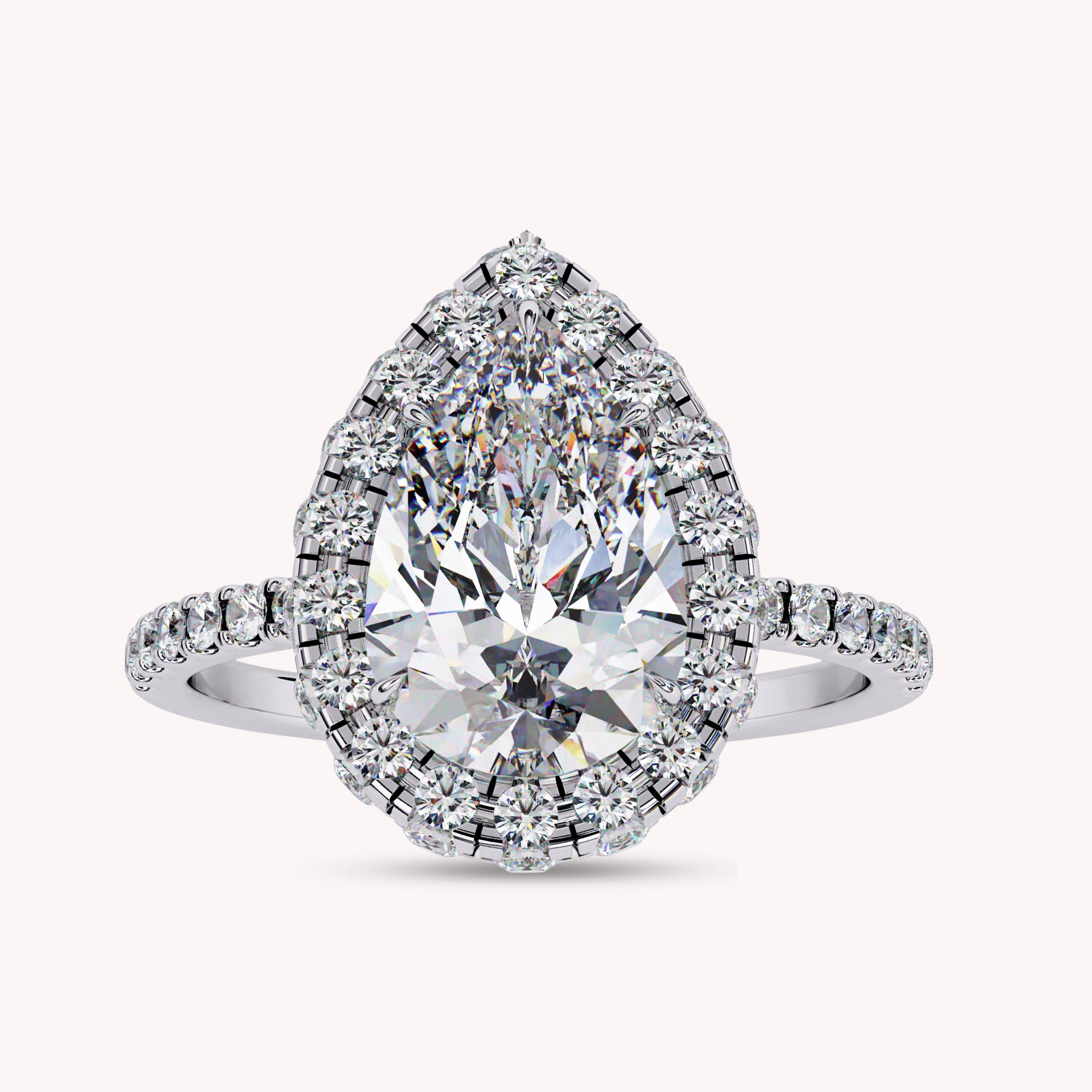 Teardrop Halo Solitaire Lab Grown Diamond Engagement Ring