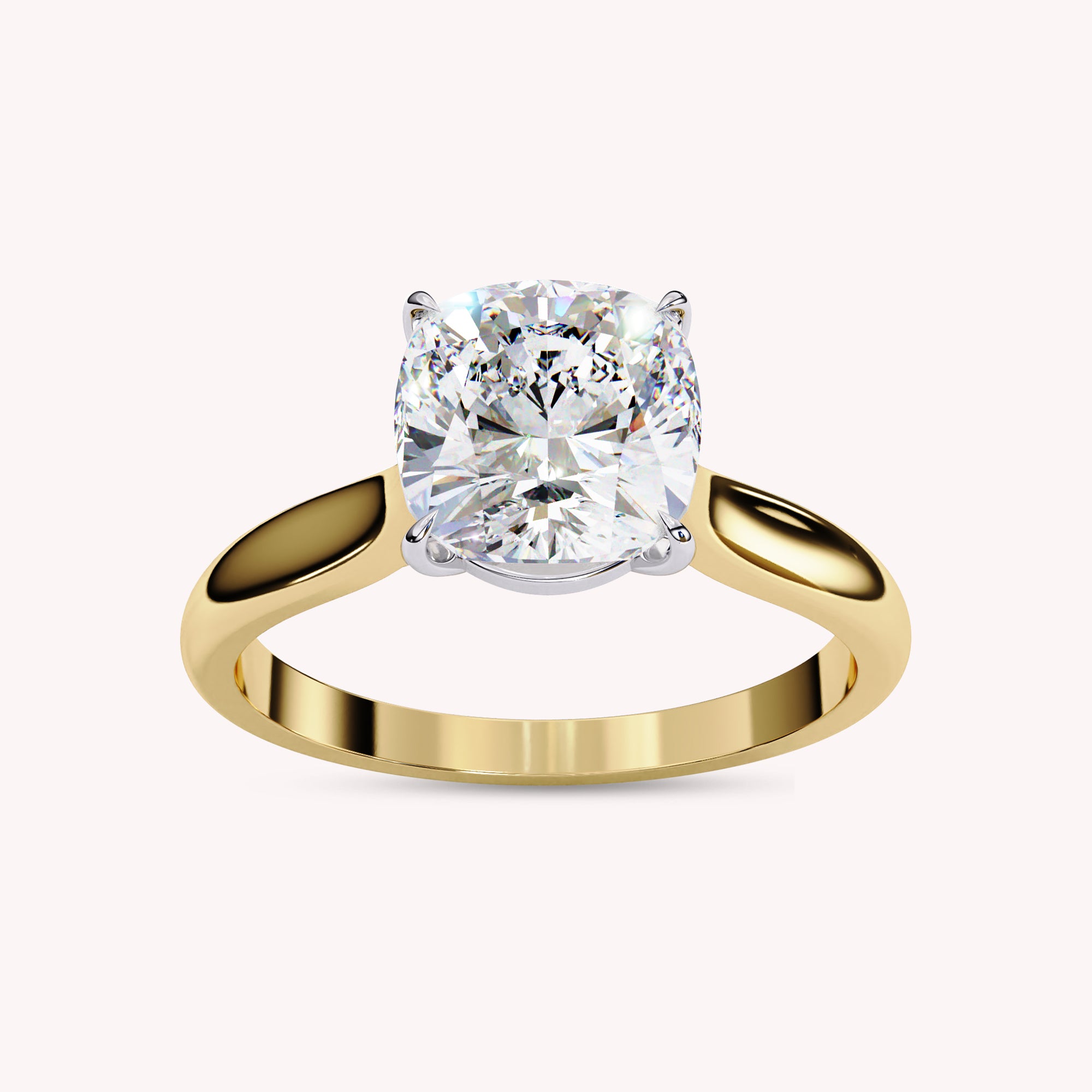 Cushion Cut 4-Prong Solitaire Lab Grown Diamond Engagement Ring