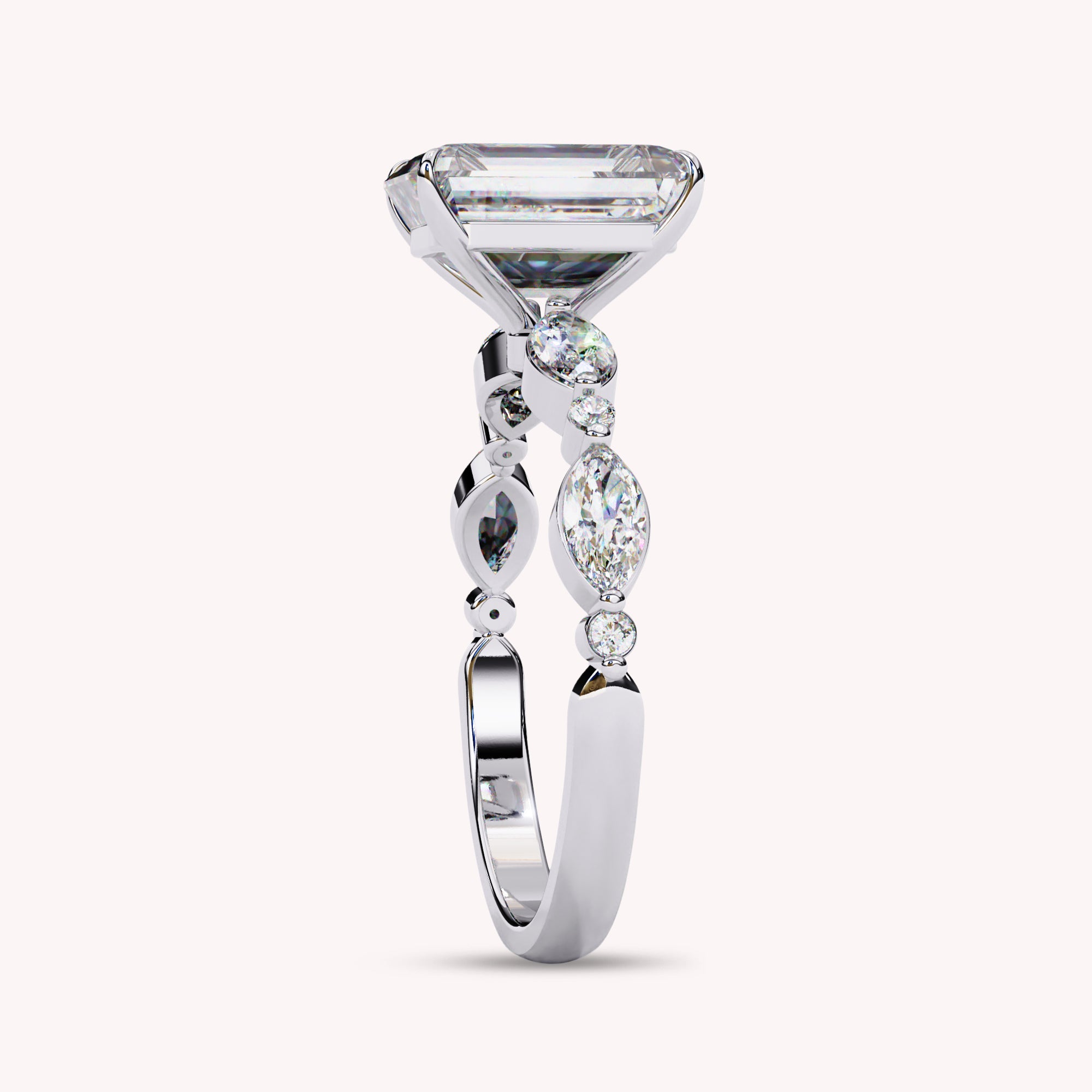 Emerald Cut Solitaire Lab Grown Diamond Engagement Ring