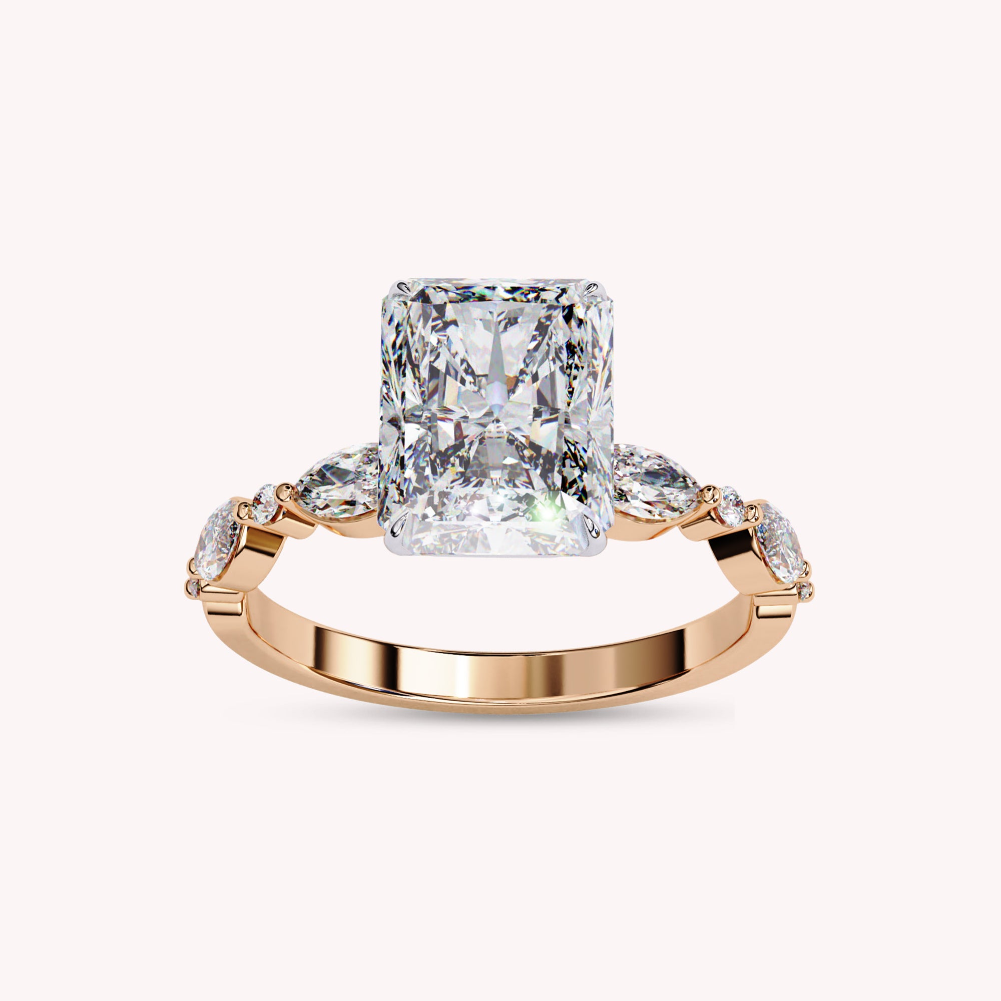 Solitaire Cluster Radiant Cut Lab Grown Diamond Promise Rings