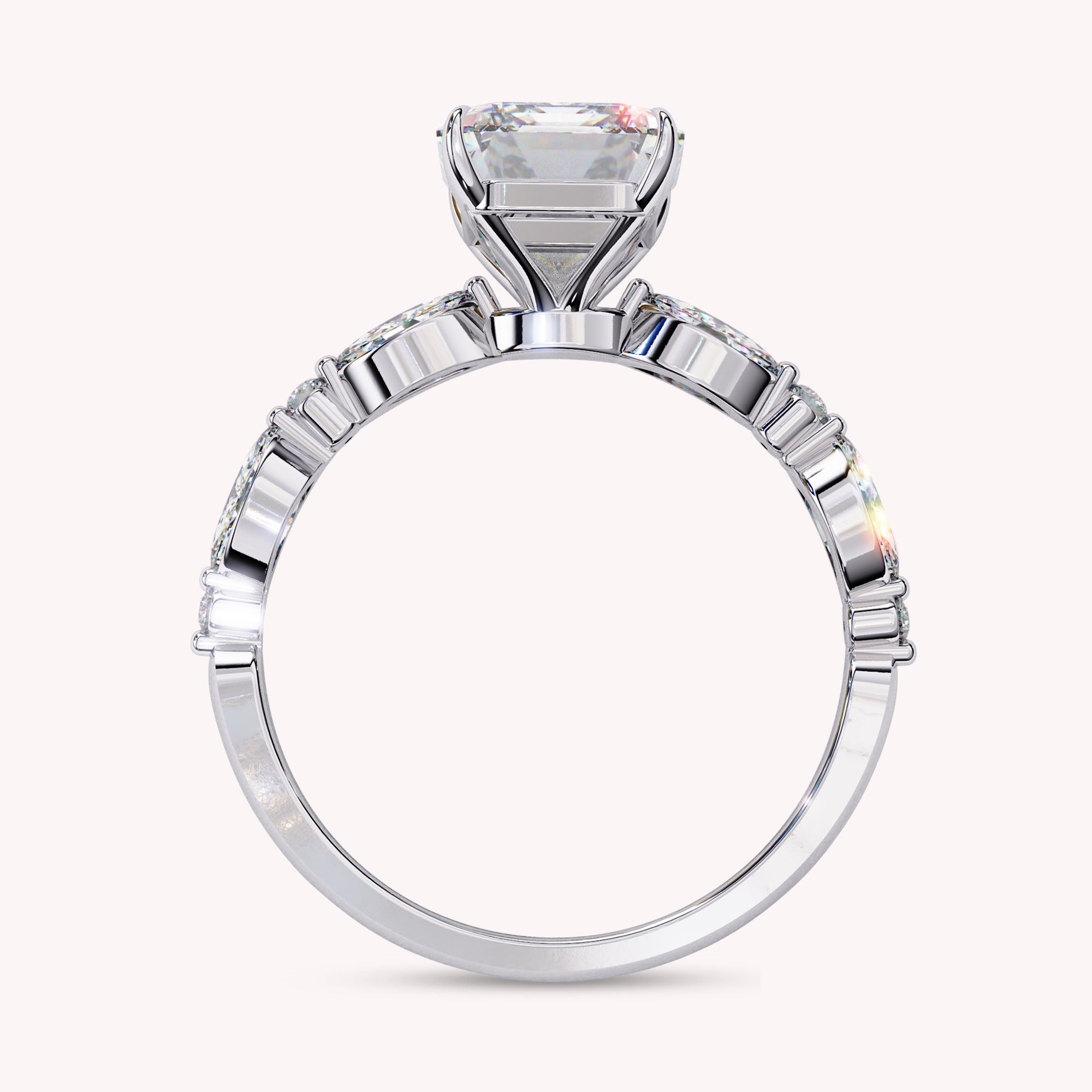 Solitaire Cluster Radiant Cut Lab Grown Diamond Promise Rings