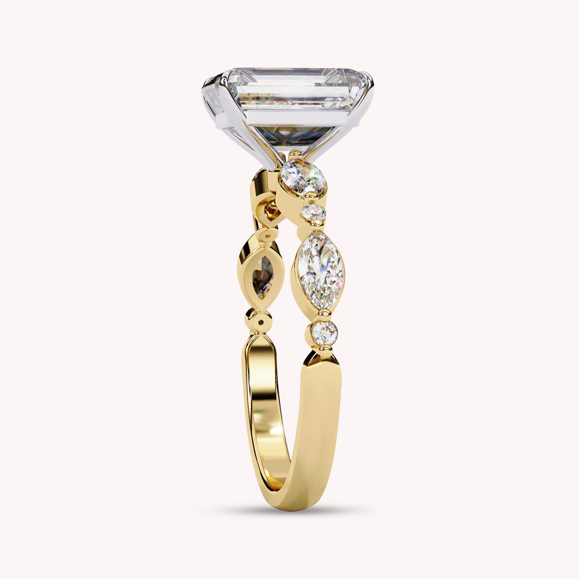 Solitaire Cluster Radiant Cut Lab Grown Diamond Promise Rings