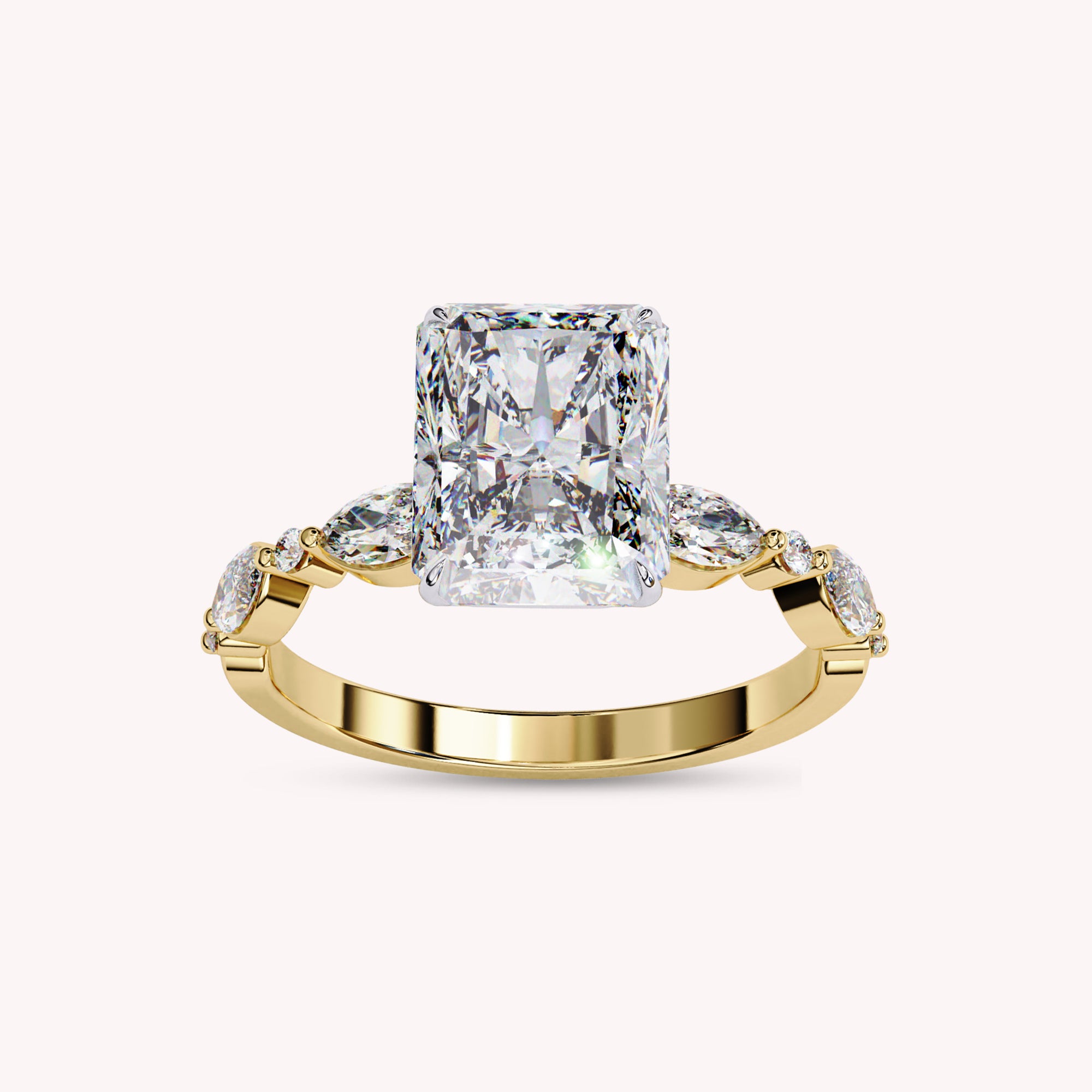 Solitaire Cluster Radiant Cut Lab Grown Diamond Promise Rings