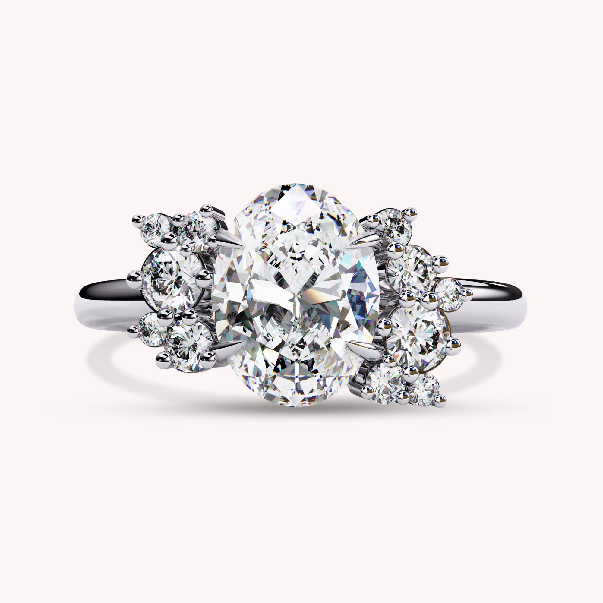 Solitaire Cluster lab Grown Diamond Engagement Ring