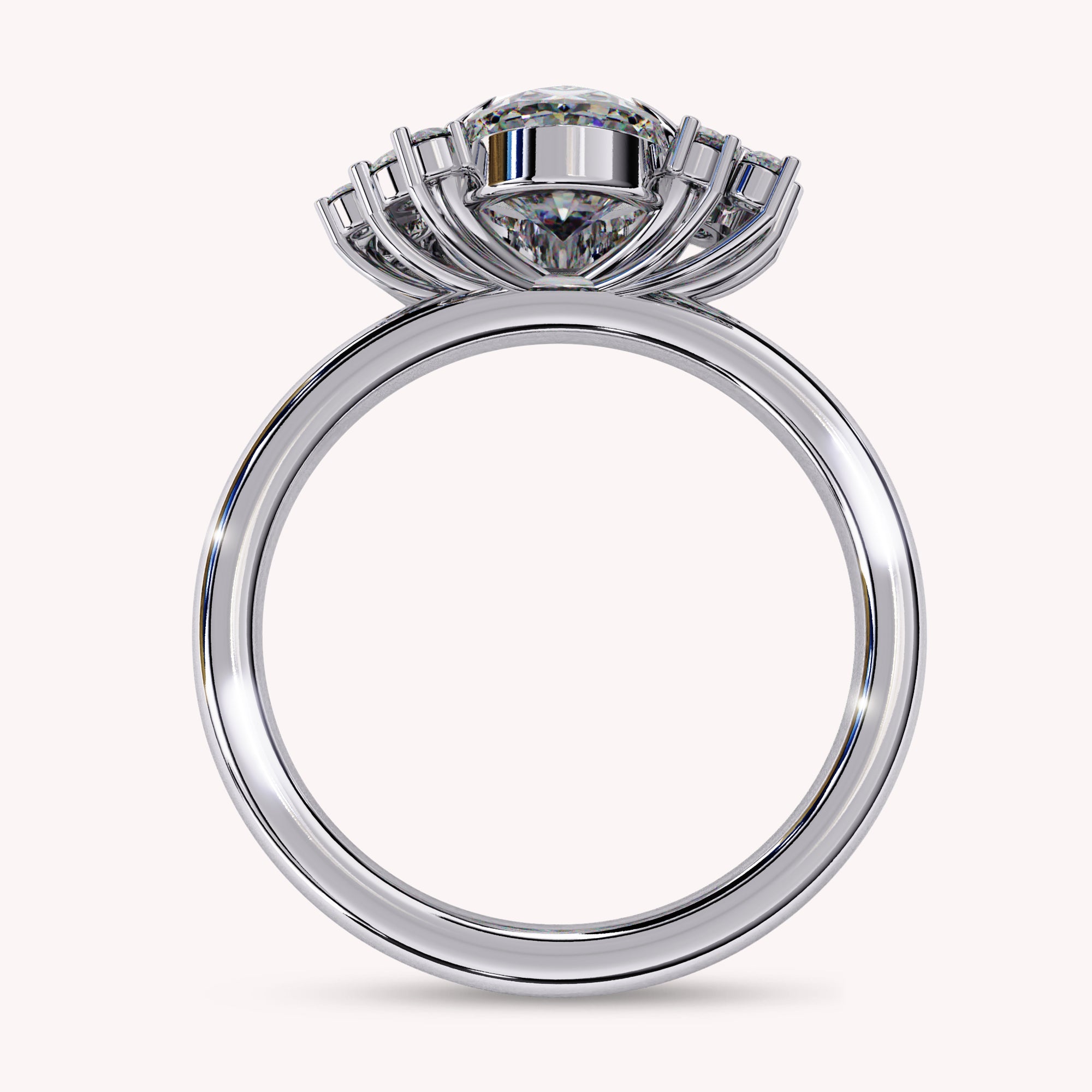 Solitaire Cluster lab Grown Diamond Engagement Ring