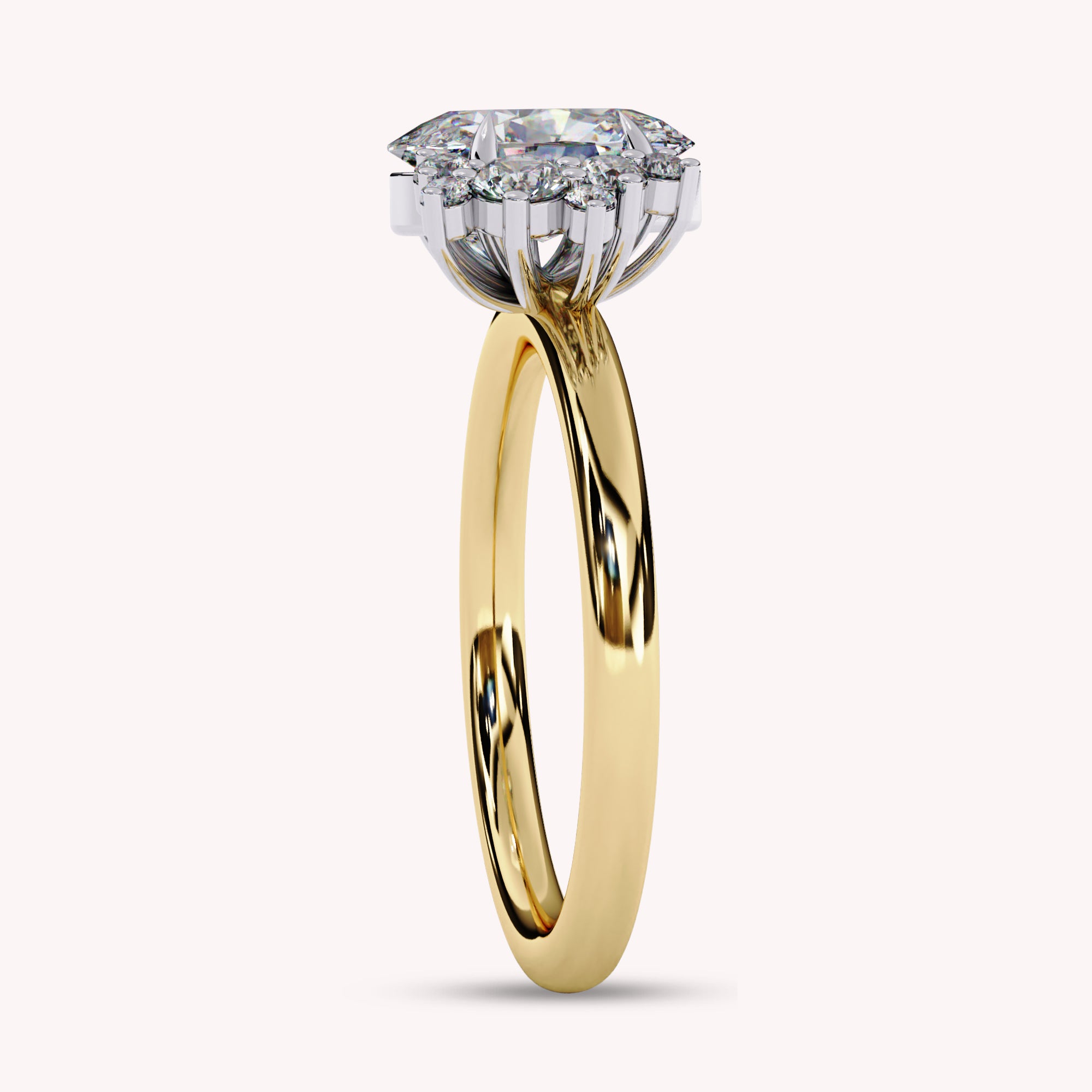 Solitaire Cluster lab Grown Diamond Engagement Ring