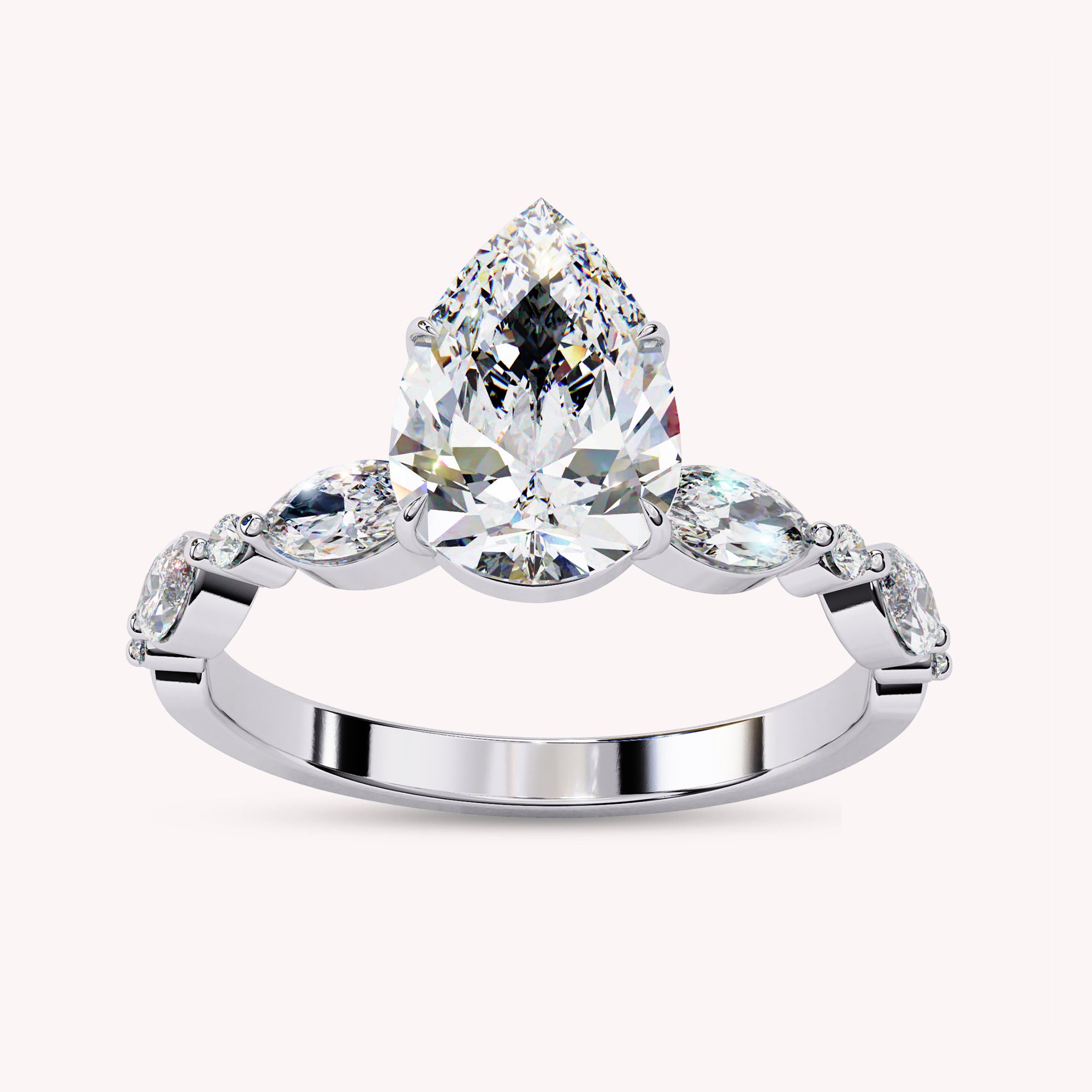 Pear Cut Lab Grown Diamond Solitaire Engagement Ring